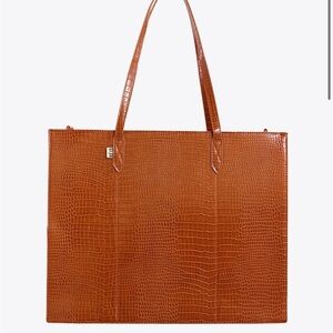 Béis The Large Work Tote in Cognac Croc